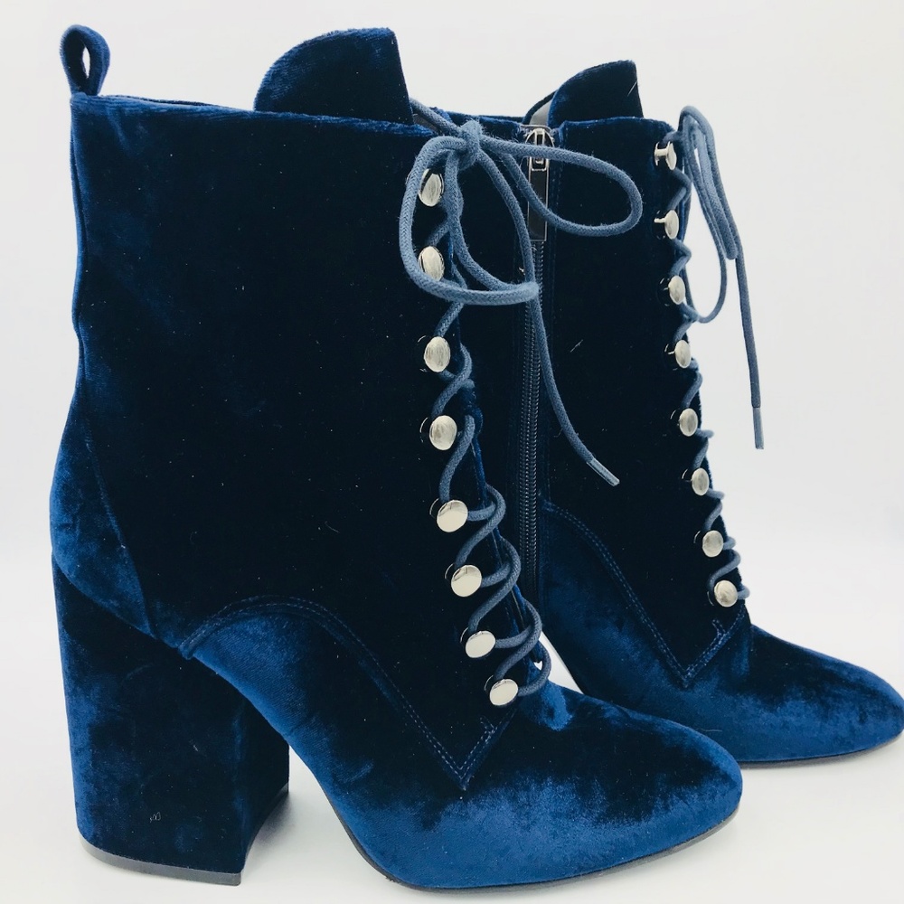 KENDALL + KYLIE Blue Crushed Velvet Bridget Boots - Picture 3 of 7